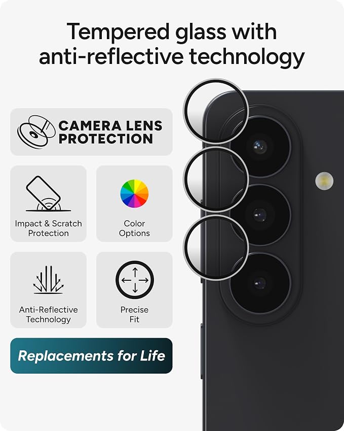 ZAGG Glass Elite Samsung Galaxy S26+ Camera Lens Protector - Silver, Anti-Reflective, 5X Stronger Impact & Scratch Resistant Aluminosilicate Glass - Easy Installation, Smudge-Free Surface - Image 2