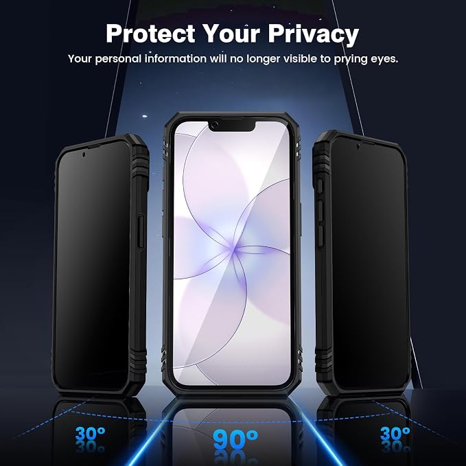 VEGO for iPhone 17e/ iPhone 16e Case with Privacy Screen Protector Black | Slide Camera Cover & Ring Kickstand Military Grade Heavy Duty Protection Cover for iPhone 17e 5G 6.1 Inch - Black - Image 3