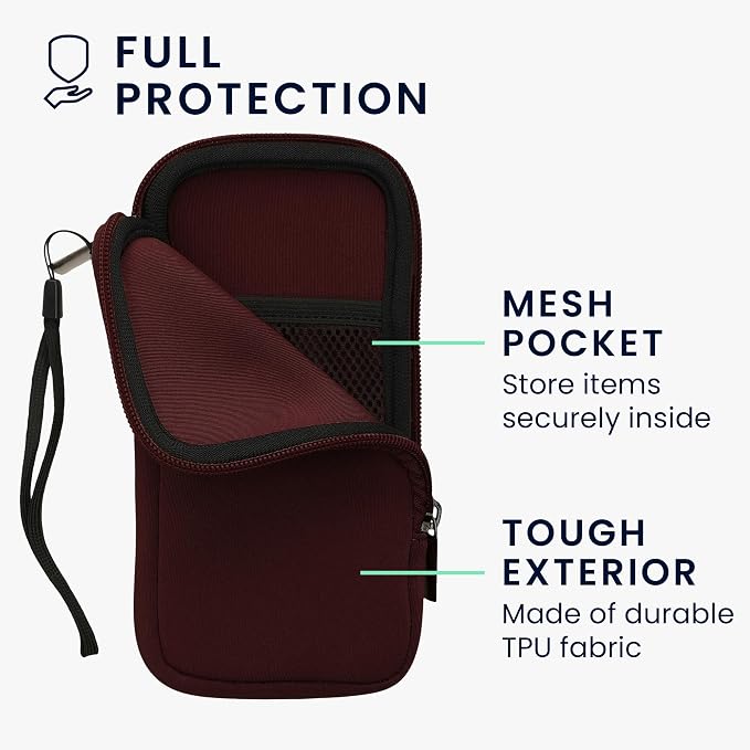 kwmobile Universal Phone Pouch Size XXL - 7" - Neoprene Smartphone Pouch with Zip - Water-Repellent Mobile Phone Case - Sleeve in Bordeaux Violet - Image 3