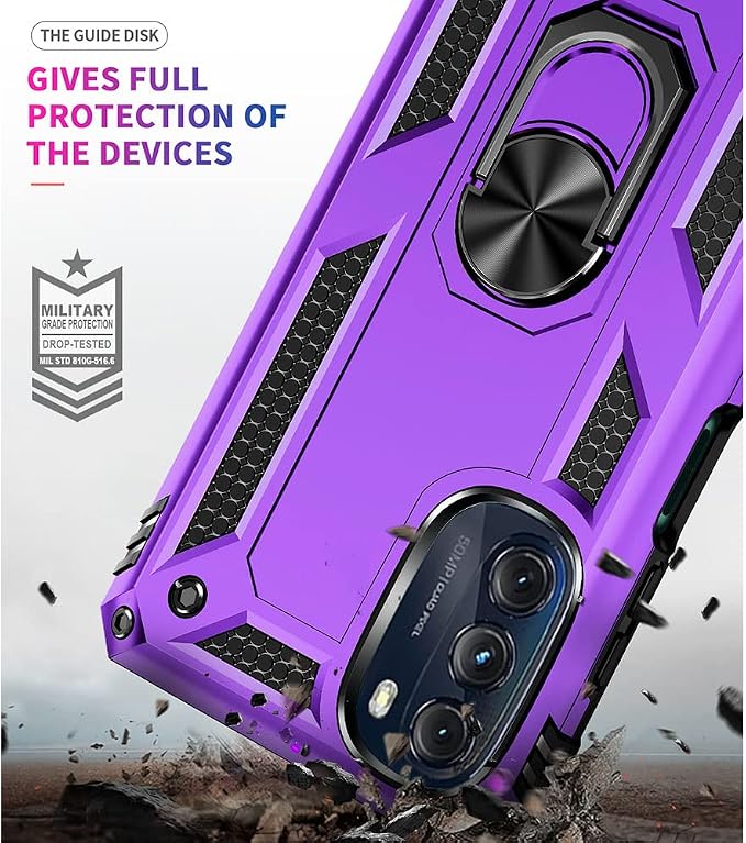 for Moto G 5G 2022 Case, Motorola Moto G 5G Case with HD Screen Protector, [Military Grade 16ft. Drop Tested] Ring Shockproof Protective Phone Case for Motorola G 5G 2022,Purple - Image 3
