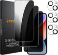 Lesakit 3+3 Pack Privacy Screen Protector for iPhone 14 6.1-Inch with 3 Pack Camera Lens Protector, Anti Spy Tempered Glass Film 9H Hardness Bubble Free Case Friendly by Lesakit