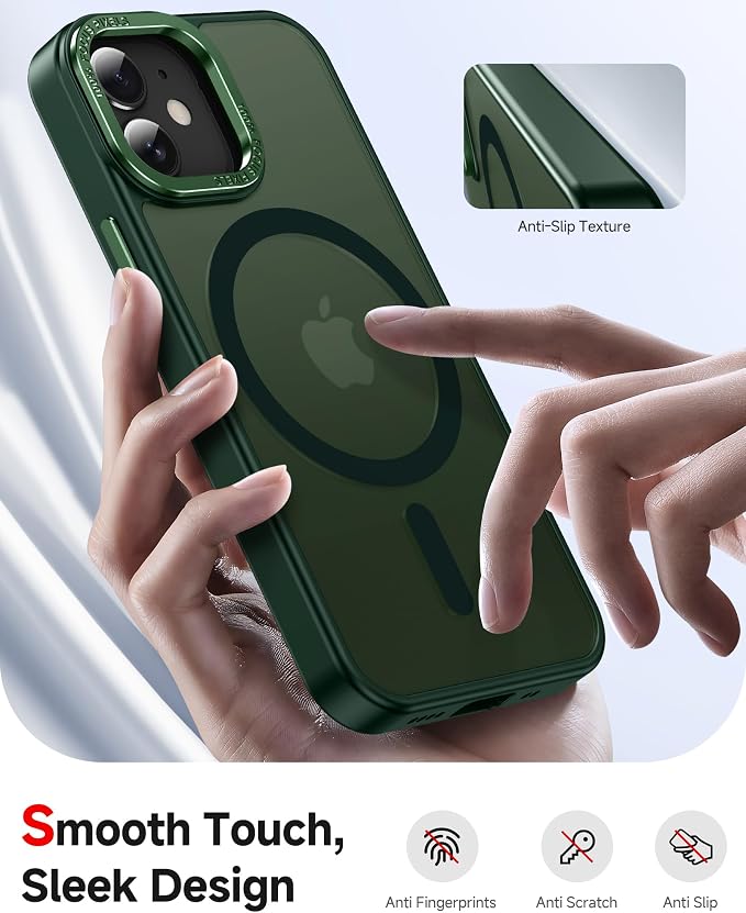 LeYi for iPhone-13 Mini Phone Case/iPhone-12 Mini Green: Compatible with Magsafe [ Screen Protector X2+ Camera Cover X2] i 13mini 12mini Cases Slim Magnetic Protective Rugged Funda para, Green - Image 5