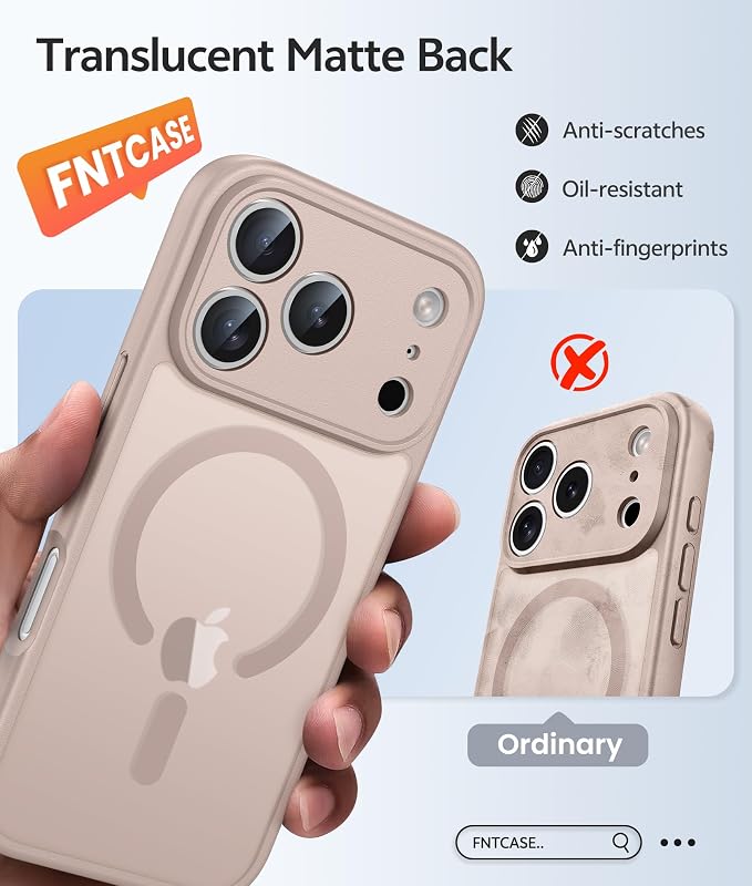 FNTCASE for iPhone 17 Pro Max Case, Fit for Magsafe, Screen Protector | Full Camera Protection, Translucent Matte, 14FT Military Grade Drop Proof, Shockproof Protective Phone Cover, Desert Gold - Image 6