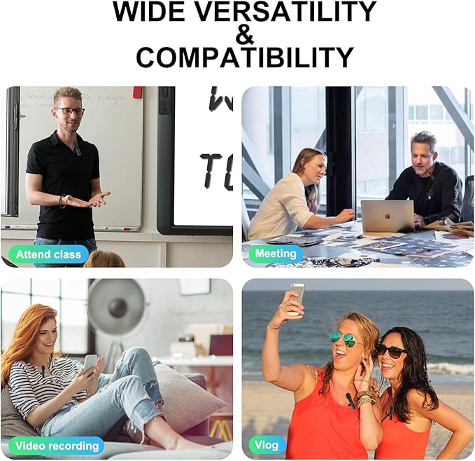 JUDKIOM 2 Pack Wireless Lavalier Microphone, Professional Lapel Mics, Wireless Mic Plug-Play, Lapel Microphone for Video Recording Interview Vlog YouTube TikTok(for iPhone 14 and Below) - Image 5