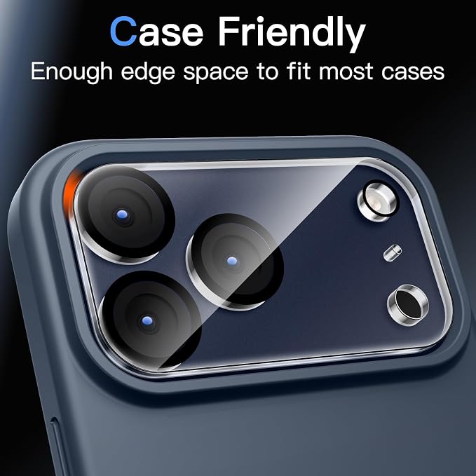 JETech Camera Lens Protector for iPhone 17 Pro Max, Clear, 3-Pack | 9H Tempered Glass, HD Clear, Anti-Scratch Protection, Night Shot Compatible, Case-Friendly - Image 7