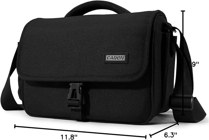 CADeN Camera Bag Case Shoulder Crossbody Bag Compatible for Nikon, Canon, Sony, DSLR SLR Mirrorless Cameras and Lenses (1.0 Black, Large) - Image 9