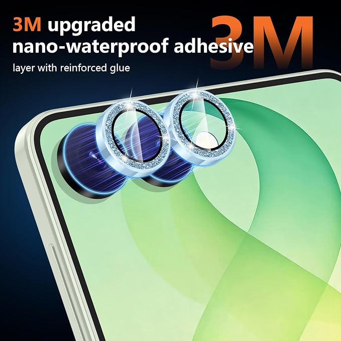 for Samsung Galaxy Z Flip 8 Camera Lens Protector, Individual Metal Ring Tempered Glass Lens Cover, [Strong Adsorption] Scratch Resistant Ultra-Thin HD Clear Lens Cover, 1 Set-Blue Sparkly - Image 4