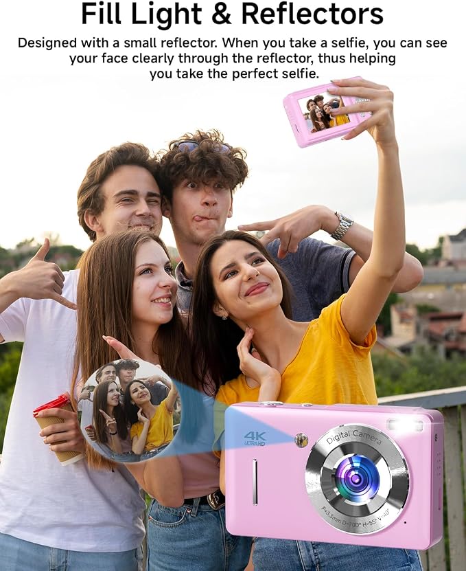 Digital Camera, FHD 1080P 44MP Point and Shoot Digital Camera with Face Detect, Smile Capture, 16X Zoom, 20 Filters, Anti Shake, 32GB SD Card Purple Compact Vintage Camera for Kids Boys Girls Teens - Image 4