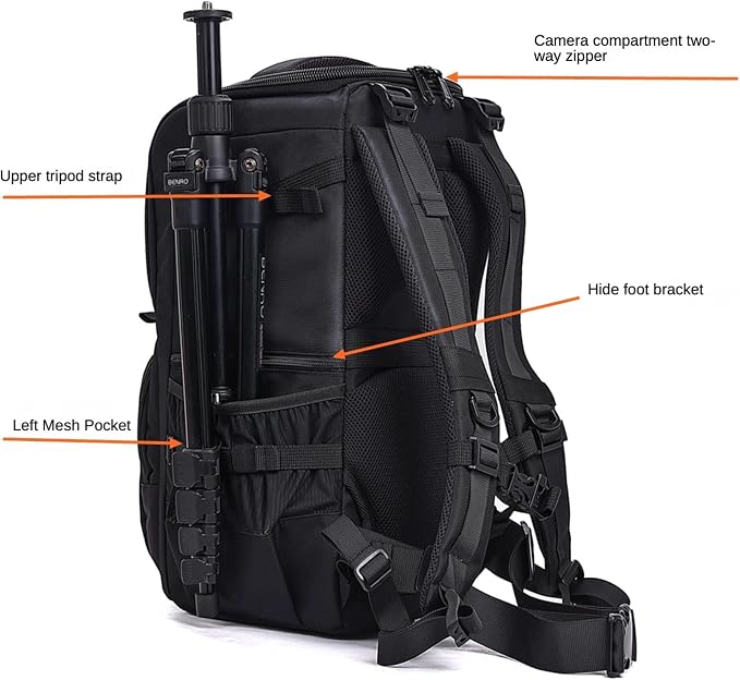 ZZQ&CCF Telephoto Lens Camera Backpack for Canon RF 200-800/100-500, Lens Case Bag for Nikon Z 180-600, Camera Pouch Compatible with Sony FE 200-600/FE 400-800/300—Black - Image 5
