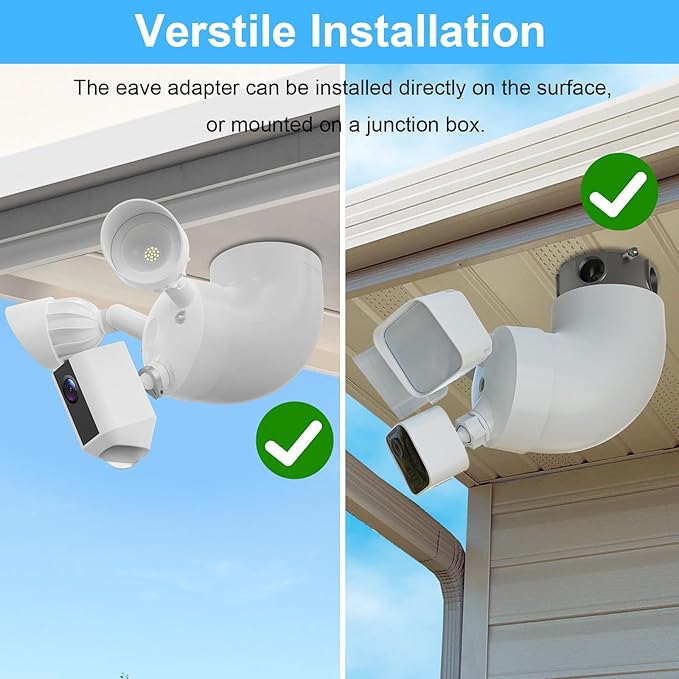 Eave Mount for Ring Floodlight Cam Wired Plus/Pro, Ring Smart Lighting Floodlight, Blink Wired Floodlight Cameras, Wyze Floodlight Camera V2/Pro and Roku Flood light Cam Mounting Bracket, Easy Install - Image 5