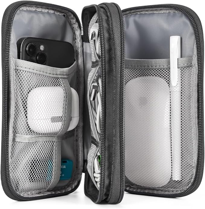 Electronic Organizer Travel Cable Accessories Bag, Electronic Organizer Case, Waterproof Electronic Accessories Organizer Bag for Power Bank, Charging Cords, USB Cable (Dark Gray) - Image 5
