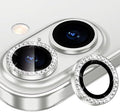 for iPhone 16/16 Plus Camera Lens Protector Bling Diamond, Silver | Individual Metal, 9H Hardness, Scratch Resistant, Shockproof, Drop Protection, Case Friendly, Stylish Accessories by Xfilm