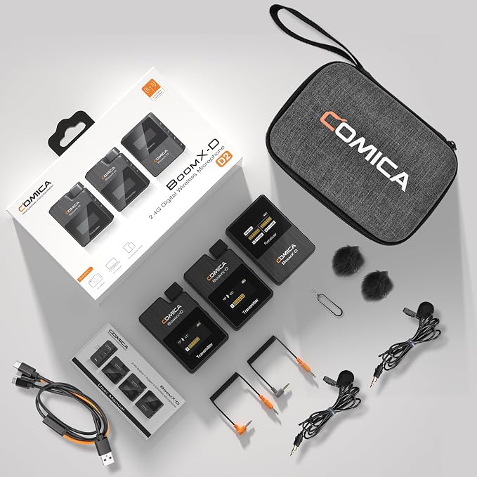 COMICA BoomX-D2 Dual Wireless Lavalier Microphone for iPhone Android Camera | Noise Cancellation, 656ft Stable Range, Safety Audio Track, Lapel Mic for YouTube, TikTok, Vlog, Interview, Video Recording - Image 8