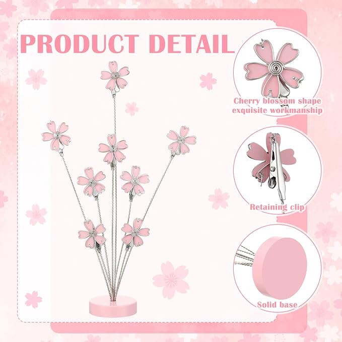 Tandefio 8 Branch Gift Card Tree Holder, Photo Stand with Clips, Pink | Picture Clips for Family & Wedding Photo, Money Memo Note Display, Christmas Organizer Stand, Office Desk Decor Accessory - Image 3