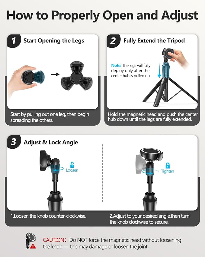 UBeesize 72'' Magnetic Tripod for iPhone with Remote, Extendable Cell Phone Tripod Stand, Compatible with MagSafe, Selfie Stick Tripod for iPhone 15 14 13 12 11 Series and Android Phones - Image 7
