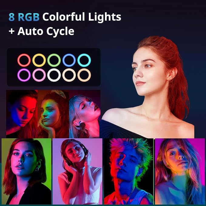 UBeesize 12" RGB Ring Light with 62" Extendable Tripod Stand | LED Selfie Light with Phone Holder & Remote for Video Recording, Makeup, Content Creation, YouTube, TikTok, Camera & Webcam - Image 3
