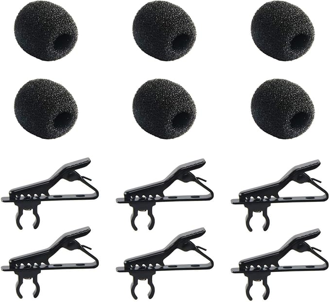 Lav Mic Clip Set 18 Pcs Lavalier Mic Clip Replacement Kit | 6 Foam Windscreen Cover, 6 Metal Lapel Microphone Clips, 6 Plastic Wire Clips, Lavalier Mic Clip Replacement Accessories - Image 8