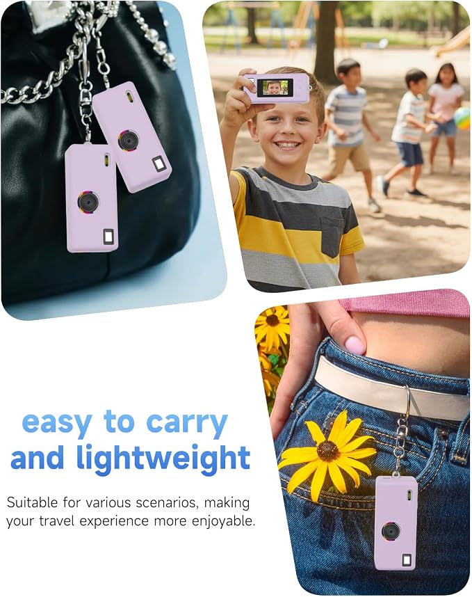 Silicone Case for Kodak CHARMERA Keychain Digital Blind Box accessories,Soft Silicone Protective Case,Comes with Screen Protectors and Wrist Strap - Rose grey - Image 3