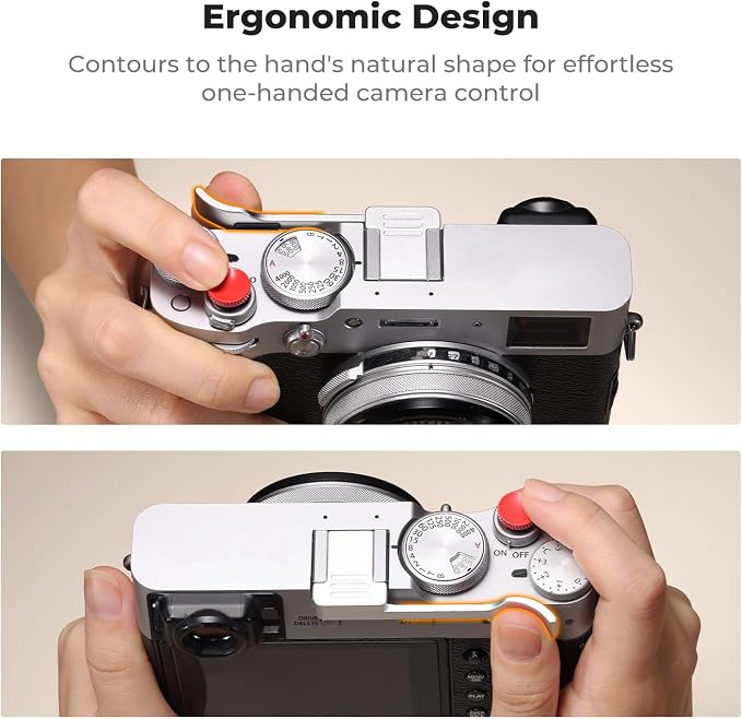 K&F CONCEPT Camera Thumb Grip with Red Shutter Button Compatible with FUJIFILM X100VI X100V, Sliver - Image 4