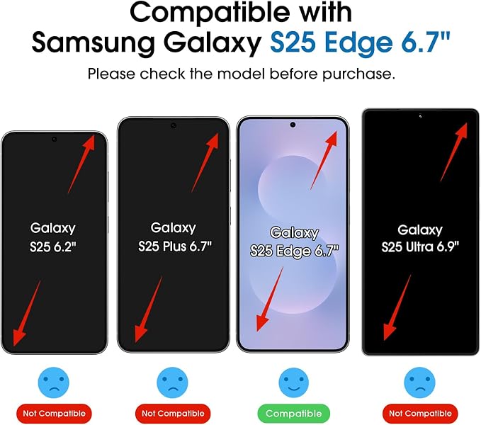 amFilm OneTouch for Samsung Galaxy S25 Edge Screen Protector Tempered Glass | Auto-Alignment, 30s Install, Bubble Free, Scratch & Drop Protection, HD Clear, Camera Lens Protector, 2+2 Pack (S25E-6.7'') - Image 2