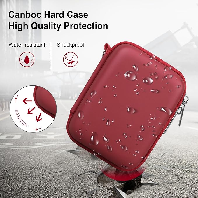 Canboc Carrying Case for KODAK PIXPRO C1 Friendly Zoom Digital Camera | For Canon PowerShot ELPH 360 HS A/ 360 HS/ 360/ IXY 650 Digital Camera, Mesh Pocket fit Cable, SD Card, Red (Case Only) - Image 4