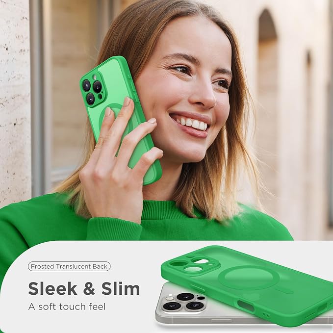 CAPRARO for iPhone 16 Pro Max Case, Compatible with MagSafe | Upgraded [Full Camera Protection] Protective Translucent Matte Women Girl Magnetic Phone Case Cover, Emerald Green - Image 7