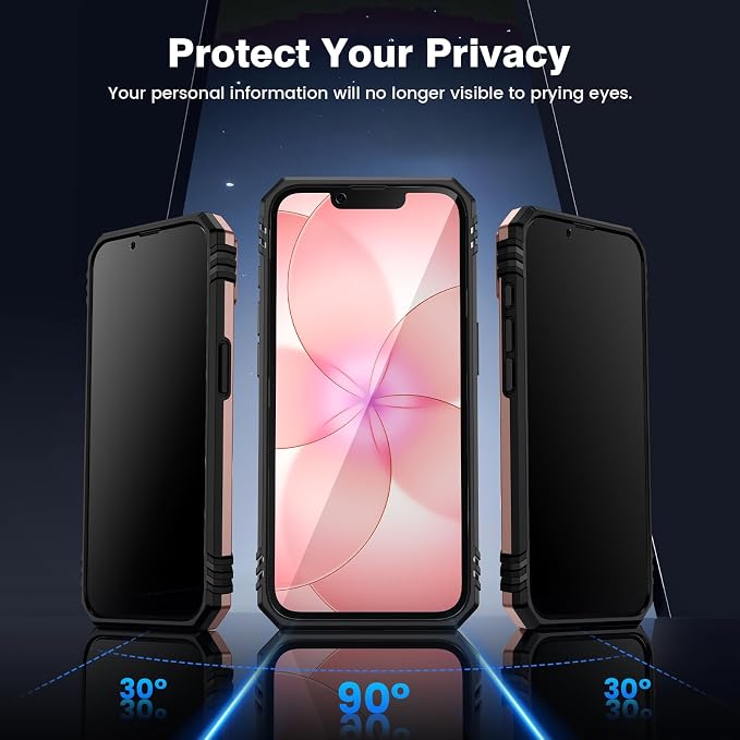 VEGO for iPhone 17e/ iPhone 16e Case with Slide Camera Cover and Stand | Privacy Screen Protector & Ring Kickstand Military Grade Heavy Duty Protection Cover for iPhone 17e 5G - Rose Gold - Image 3
