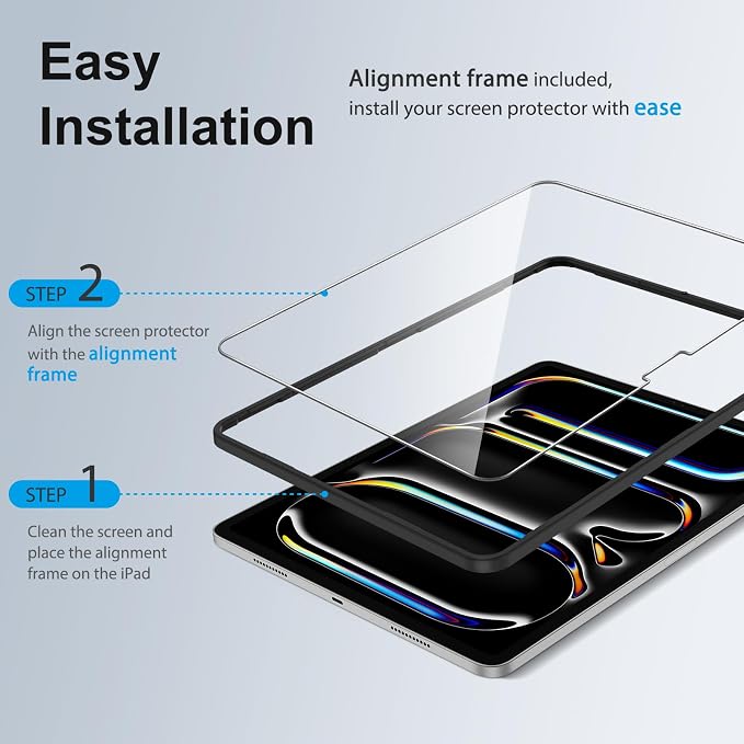 SPARIN 2+2 Pack Screen Protector for iPad Pro 13 Inch M5/M4 [2025/2024] | Camera Lens Protector+Tempered Glass with Alignment Frame for ipad pro 13 8th/7th Gen, Case Friendly/Apple Pencil Pro support - Image 4