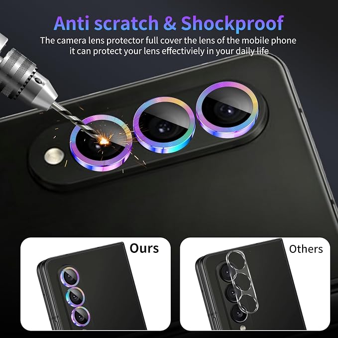 Camera Lens Protector for Samsung Galaxy Z Fold 4,1 Pack | Tempered Metal Glass Camera Cover, HD Clear Anti-Scratch Lens Screen Protector Film,Case Friendly,Colorful Titanium - Image 4