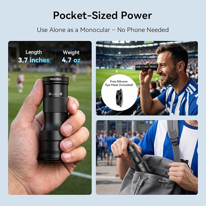 APEXEL 6X Telephoto & 150mm Macro 2-in-1 Lens for iPhone and Android | 6x Zoom + 10x Macro, 10-Glass Optics, Aluminum Build, Universal Clip | for Travel, Nature, and Everyday Creative Shots - Image 2