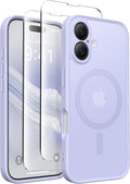 CAPRARO for iPhone 16 Case, Compatible with MagSafe Lilac | Upgraded [Full Camera Protection] Protective Translucent Matte Women Girl Magnetic Phone Case Cover, Lilac by CAPRARO