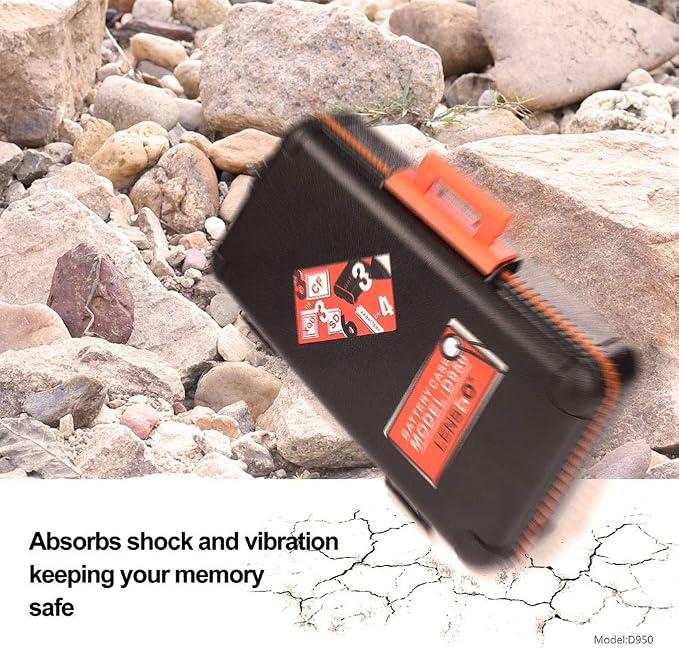 LENSGO Camera Battery Memory Card Case, Memory Card Hard Protector Case Water-Resistant Anti-Shock Compact Camera Battery Card Storage Box - Image 5