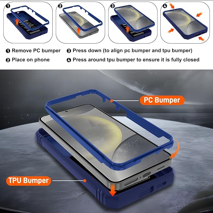 Gritup for Galaxy S24 Case: Samsung Galaxy S24 Case with Screen Protector*2 | Magnetic Stand & Slide Camera Cover | Shock Proof Military-Grade para S 24 Cover -Blue - Image 4