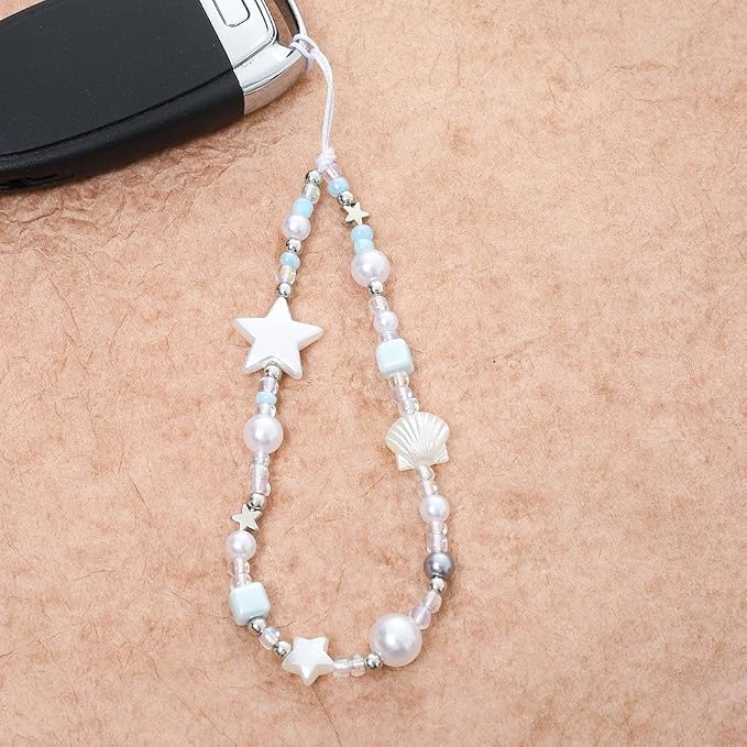 Cute Beaded Camera Wrist Strap for Phone, Digital Camera Charm Lanyard, Pearl Beaded Chain for Bag Keychain Gift - Image 3