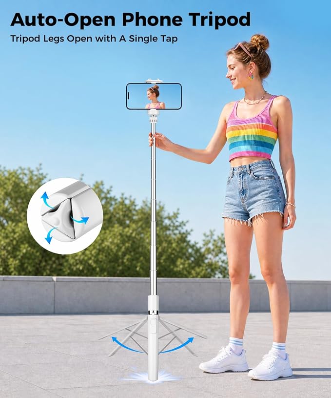 Victiv 68" Tripod for iPhone,Selfie Stick Tripod with Remote and Fill Light | 0.01s-Open Phone Tripod Stand, Lightweight & Stable, Perfect for Video Recording, Travel, Vlog, gym,Filming, Content Creation - Image 2