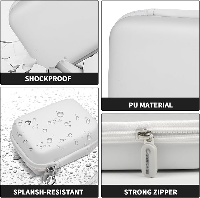 Comecase Digital Camera Case for Kodak FZ55/FZ45 and for CAMKORY, White | Hard EVA Shell,Pre-Cut Foam, Accessories Mesh Pocket, Wrist Strap, Compact for Travel, School and Daily Storage, Case only - Image 3