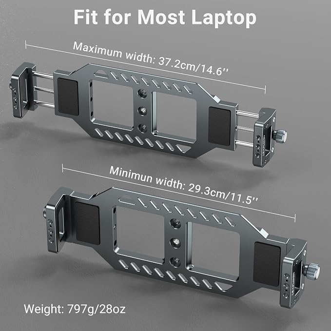 Laptop Tripod Mount with 1/4" & 3/8" Screw Holes, Arca Swiss Plate, Rubber Pad for Secure Laptop Holding – Works with Tripod Head for Vertical/Horizontal– Ideal for Musicians, Studio Recording - Image 3