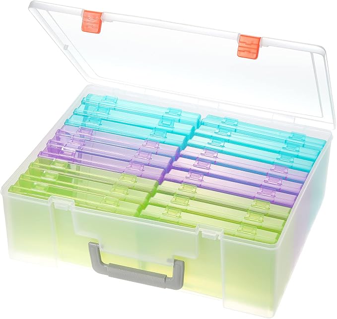Photo Storage Box 4x6, 18 Inner Extra Large Photo Case Large Photo Organizer Acid-Free Photo Box Storage Photo Keeper Photo Storage Case, Plastic Craft Storage Box for Photo Stickers Stamps Seeds by Gbivbe