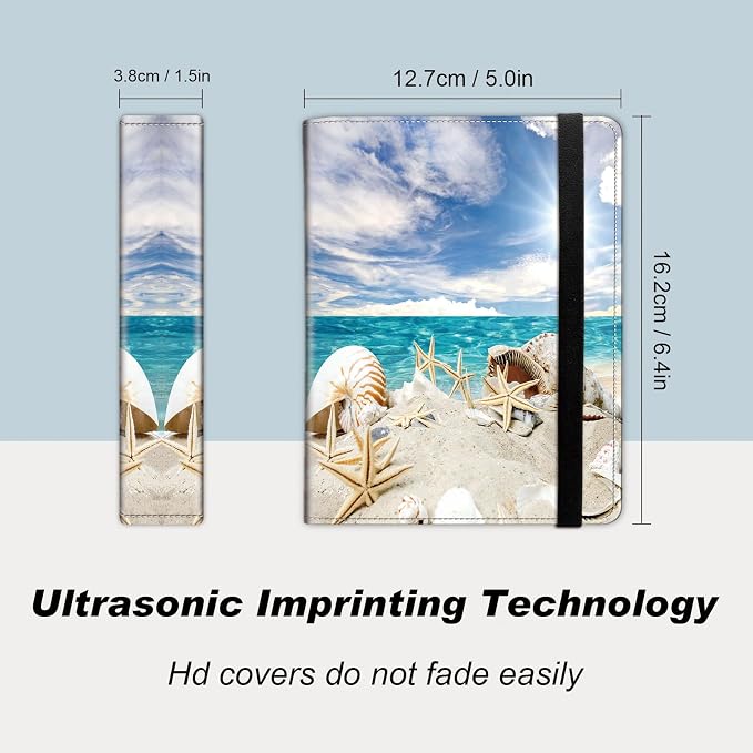 DEGDFSGR Small Photo Album 4x6 60 Pockets 120 Photos - Adventure Book Baby Photo Albums Photo Books for 4X6 Pictures Memory Book with Black Elastic Band for Photo Storage,Beach Conch Starfish - Image 2