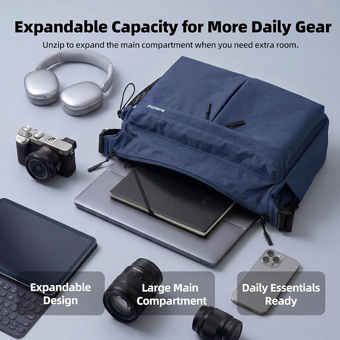 AMBITFUL Camera Messenger Bag for Photographers Shoulder bag,9L Black | Lightweight Sling Bag with Adjustable Dividers Camera Bag Fits Mirrorless DSLR Camera, Lens, action camera,Drones - Image 3