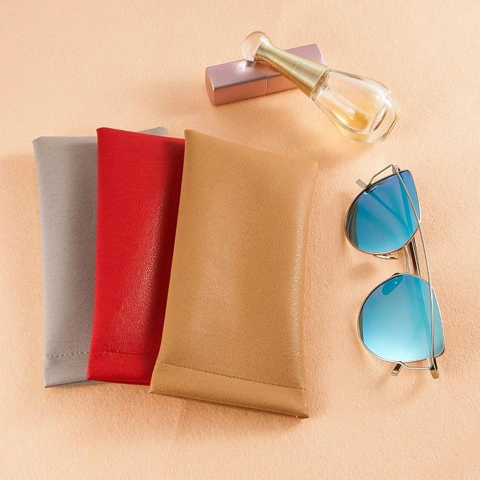 TRIUMPH VISION Eyeglass Case Glasses Case Soft Sunglass Pouch Sleeve 3 Pack | Slim Lightweight Alternative to Bulky Case, Leather Lined Protect Lens, Squeeze Easy to Use, Stylish Portable for Daily Use - Image 7