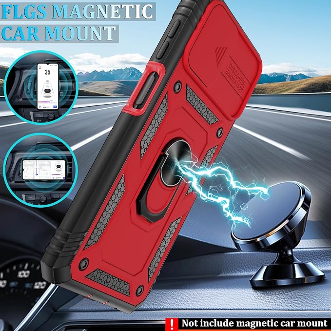 Gritup for Galaxy A12 Phone Case Military-Grade Shockproof with Kickstand | with 2 PCS Screen Protector, Slide Camera Cover, Heavy Duty Outdoor Protection Funda para Galaxy A 12 Cover-Red+Black - Image 6
