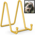 TR-LIFE Plate Display Stand - 4.5 Inch Holder + Metal Frame for Picture, Decorative Plate, Photo Easel, Tabletop Art (Gold 2 Pack) by TR-LIFE