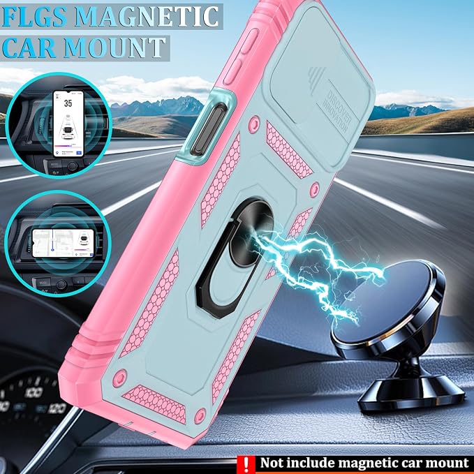 Gritup for Galaxy A32 5G Case Military-Grade Shockproof with Kickstand | with 2 PCS Screen Protector, Slide Camera Cover, Heavy Duty Outdoor Protection Funda para Galaxy A 32 Cover-Green+Pink - Image 6