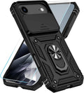 SunStory Phone Case for iPhone Air Case with HD Screen Protector & Slide Camera Cover & Rotated Ring Kickstand, [Military-Grade] Phone Case for iPhone 17 Air, Black by SunStory