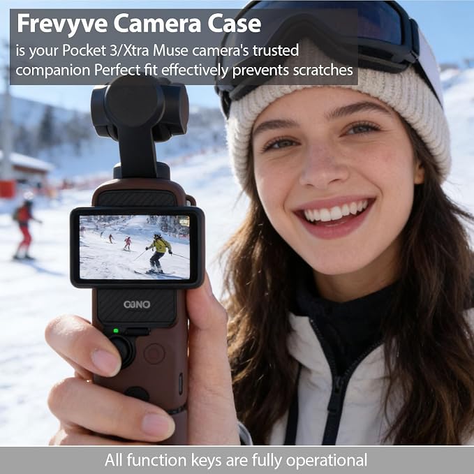 Case for DJI Osmo Pocket 3/Xtra Muse Camera, Soft Silicone Protective Case, Anti-Scratch, Slim Fit Skin with mic Cover and Screen Protector Accessories for Osmo Pocket 3/Xtra Muse (Brown) - Image 2