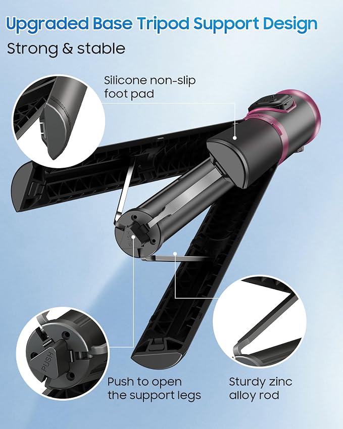 67" Selfie Stick Tripod with Wireless Remote for iPhone and Android | All-in-One Extendable Design, Compact Folded Size for Selfies, Video Recording, Live Streaming, Vlogging and Travel - Image 3