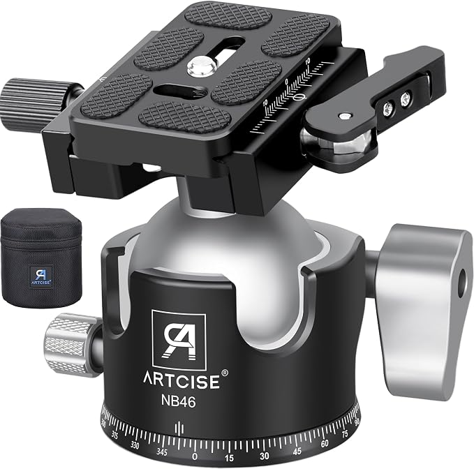 46mm Low ProfileTripod Ball Head with Lever Release ARTCISE Heavy Duty Ball Head Camera Ball Head with Arca Swiss Quick Release Plate for Camera Tripod Monopod DSLR Camcorder Telescope Max Load 55lbs by ARTCISE