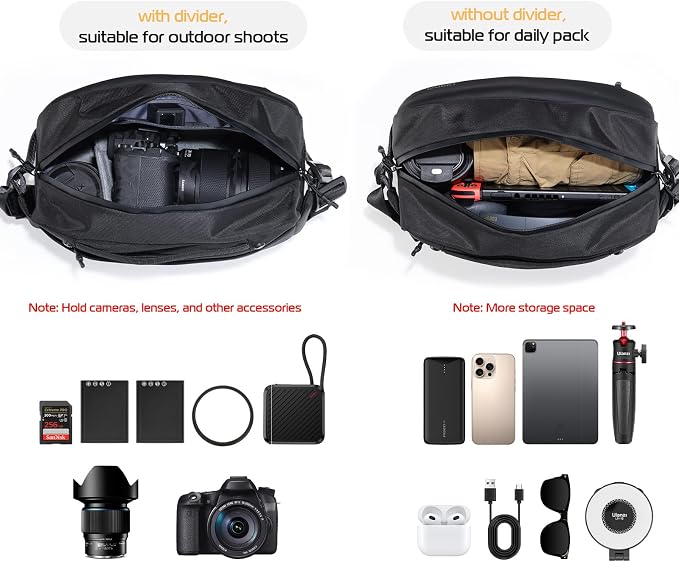 ULANZI 10L Camera Sling Bag, Water-Resistant Camera Case with Tripod Holder | DSLR/SLR/Mirrorless Camera Bags Crossbody for Photographers Video Photo Live Travel Outdoor Work Photography Accessories - Image 6