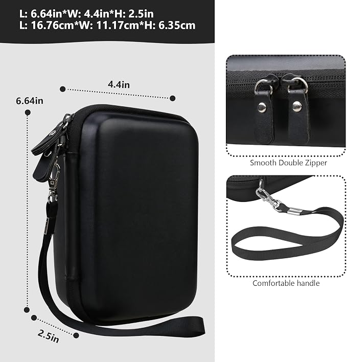 Carrying Case Compatible with Fujifilm Instax Mini EVO Instant Camera, INSTAX MINI EVO Camera Storage Holder Travel Bag with Mesh Pocket for Photos, USB Cables, Film, Black - Image 3